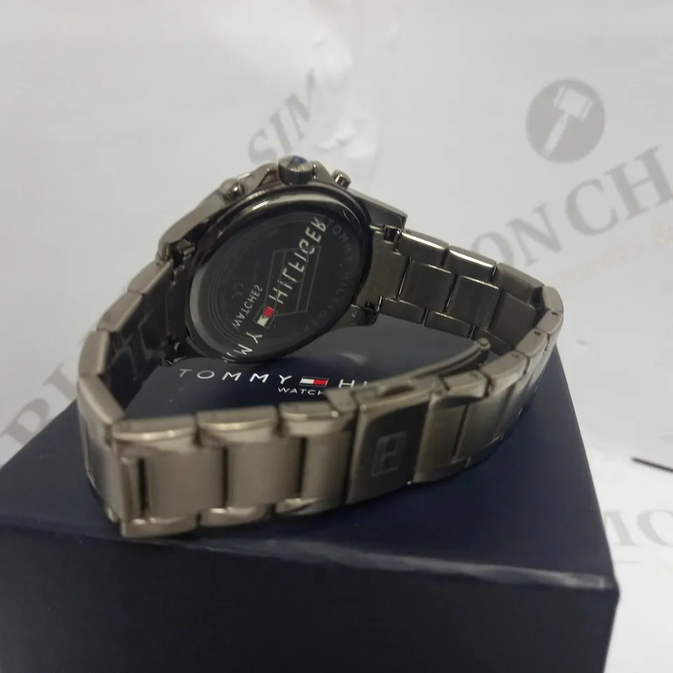 TOMMY HILFIGER HAVEN GUNMETAL STAINLESS STEEL GREY SUNRAY DIAL LADIES WATCH RRP £219
