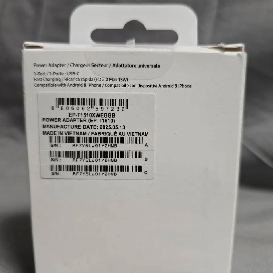 SEALED SAMSUNG 15W PD POWER ADAPTER – USB-C (EP-T1510)