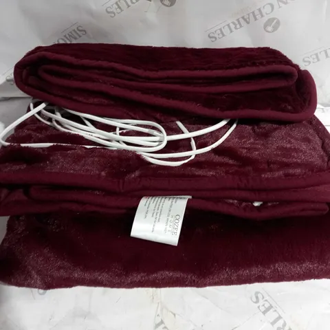 COZEE HOME VELVETSOFT HEATED THROW IN SHIRAZ WINE 