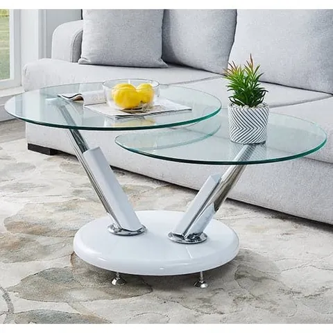 BOXED TOKYO CLEAR GLASS TOPPED COFFEE TABLE IN WHITE - (2 BOXES)