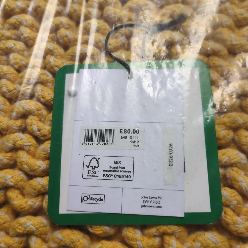 JOHN LEWIS ROUND YELLOW KNITTED POUFFE / FOOTSTOOL
