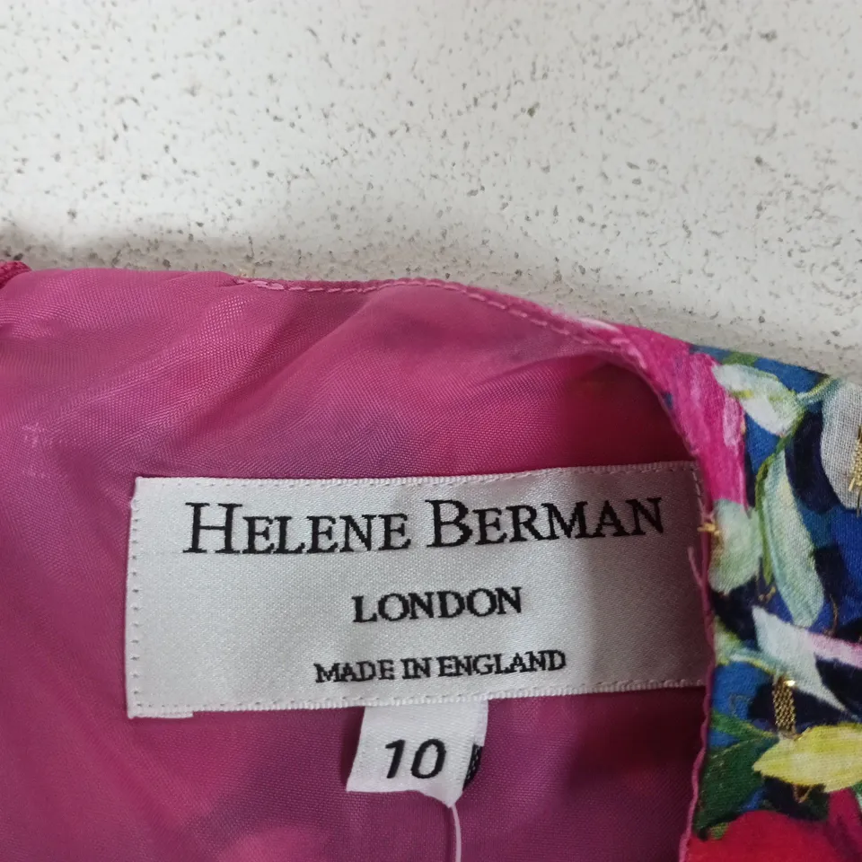 HELENE BERMAN LONDON PINK FLORAL PRINTED MIDI DRESS – UK 10