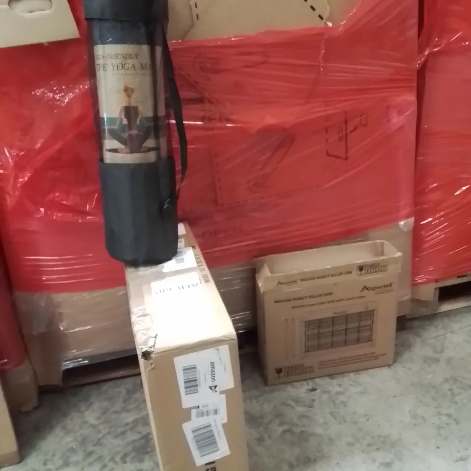 PALLET OF ASSORTED HOUSEHOLD GOODS AND PRODUCTS TO INCLUDE;INSECT KILLER MACHINE,YOGA MAT,CEILING LIGHT