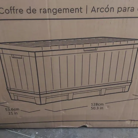 BOXED KETER KENTWOOD 90 GALLON RESIN DECK BOX-ORGANIZATION AND STORAGE FOR PATIO FURNITURE OUTDOOR CUSHIONS, THROW PILLOWS, GARDEN TOOLS AND POOL TOYS