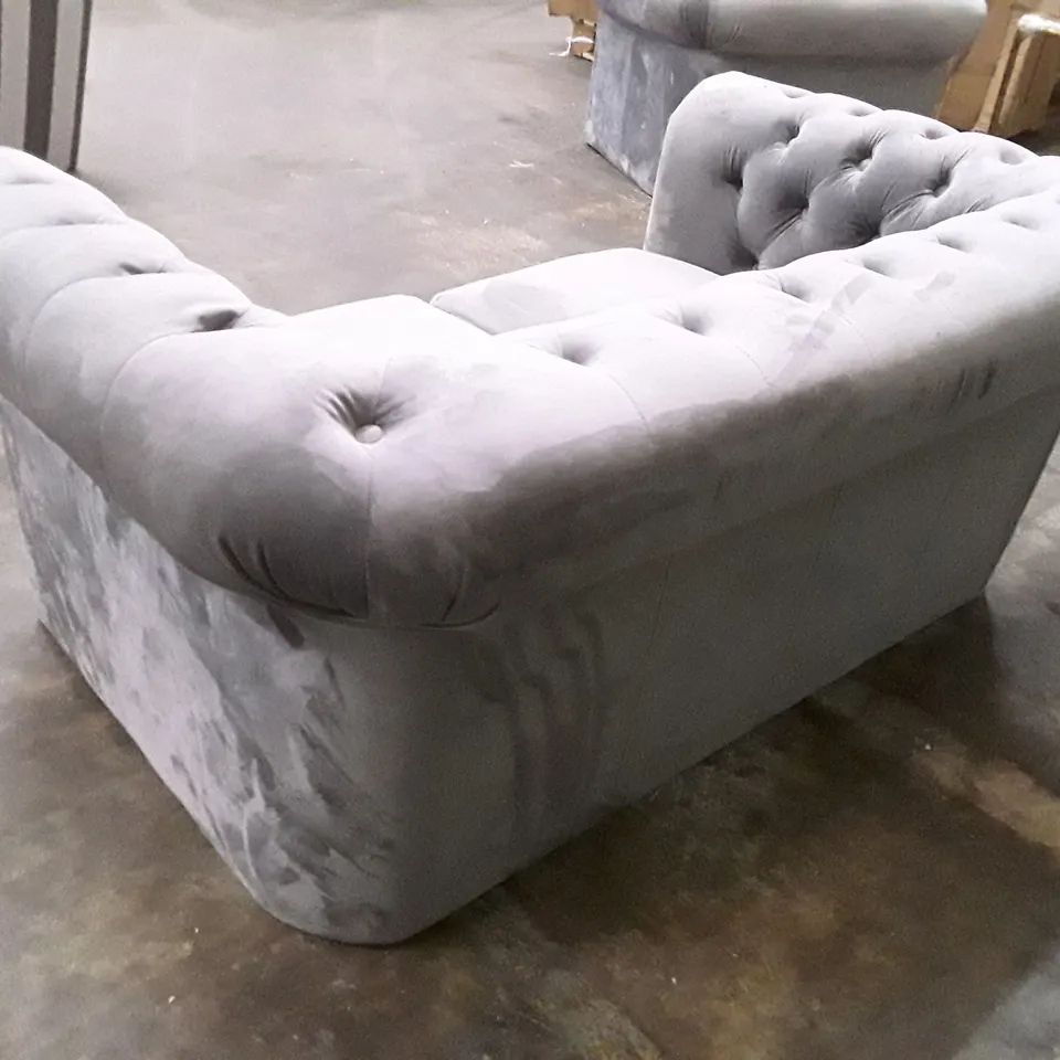 QUALITY DESIGNER ANZLA 2 SEATER SOFA - GREY SUADE FABRIC