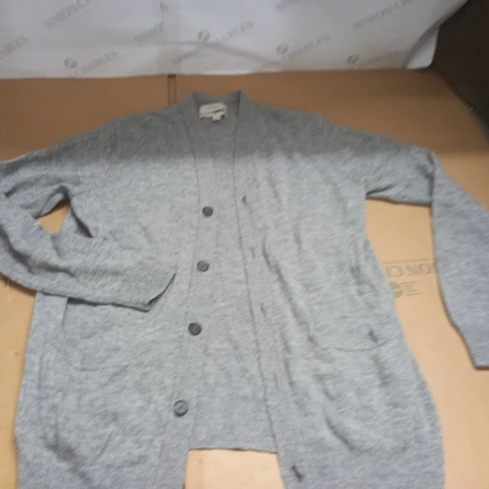 M&S PURE LAMBSWOOL GREY CARDIGAN - M