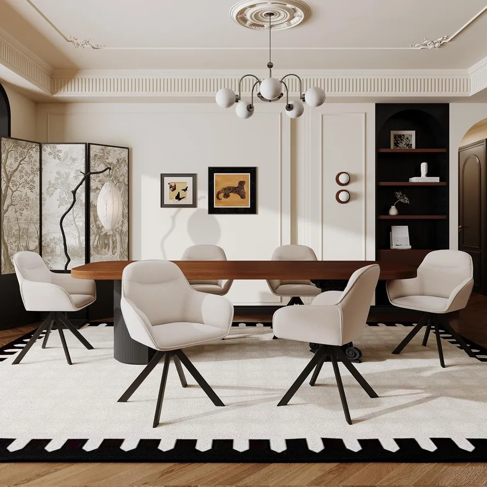 BOXED 49.5CM LUXURY FABRIC UPHOLSTERED BACK ARMCHAIR SET OF 2 BEIGE