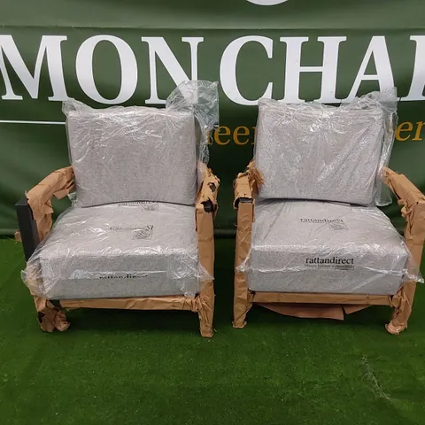 SET OF 2 ALINA ALUMINIUM AND FABRIC ARMCHAIRS WITH CUSHIONS
