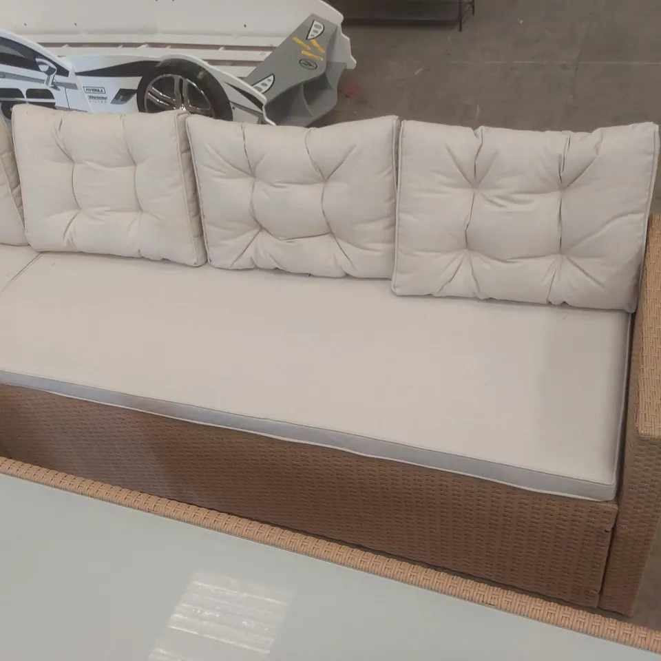 FURNITUREBOX MARBELLA BEIGE RATTAN 9 SEAT SOFA GARDEN DINING SET
