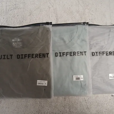SET OF APPROXIMATELY 10 ASSORTED BUILT DIFFERENT T-SHIRTS/SHIRTS IN VARIOUS COLOURS AND SIZES
