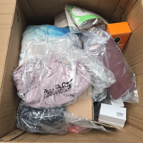 BOX OF APPROXIMATELY 15 ASSORTED ITEMS TO INCLUDE - REGATTA CLOTHING - TOOTHBRUSH STERILIZER - UNBRANDED JEWELRY - ETC - COLLECTION ONLY  