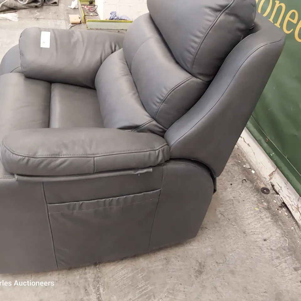 QUALITY BRITISH DESIGNER G PLAN GREENWICH LARGE DUEL ELEVATE EASY CHAIR CAMBRIDGE PETROL BLUE LEATHER 