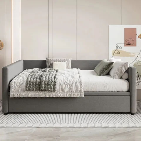 BOXED AMALIO UPHOLSTERED DAYBED WITH TRUNDLE [2 BOXES]