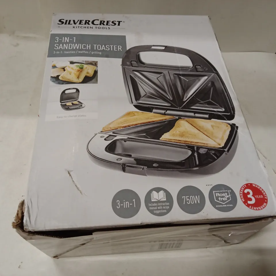 SILVERCREST 3-IN-1 SANDWICH TOASTER (BOXED) 750W