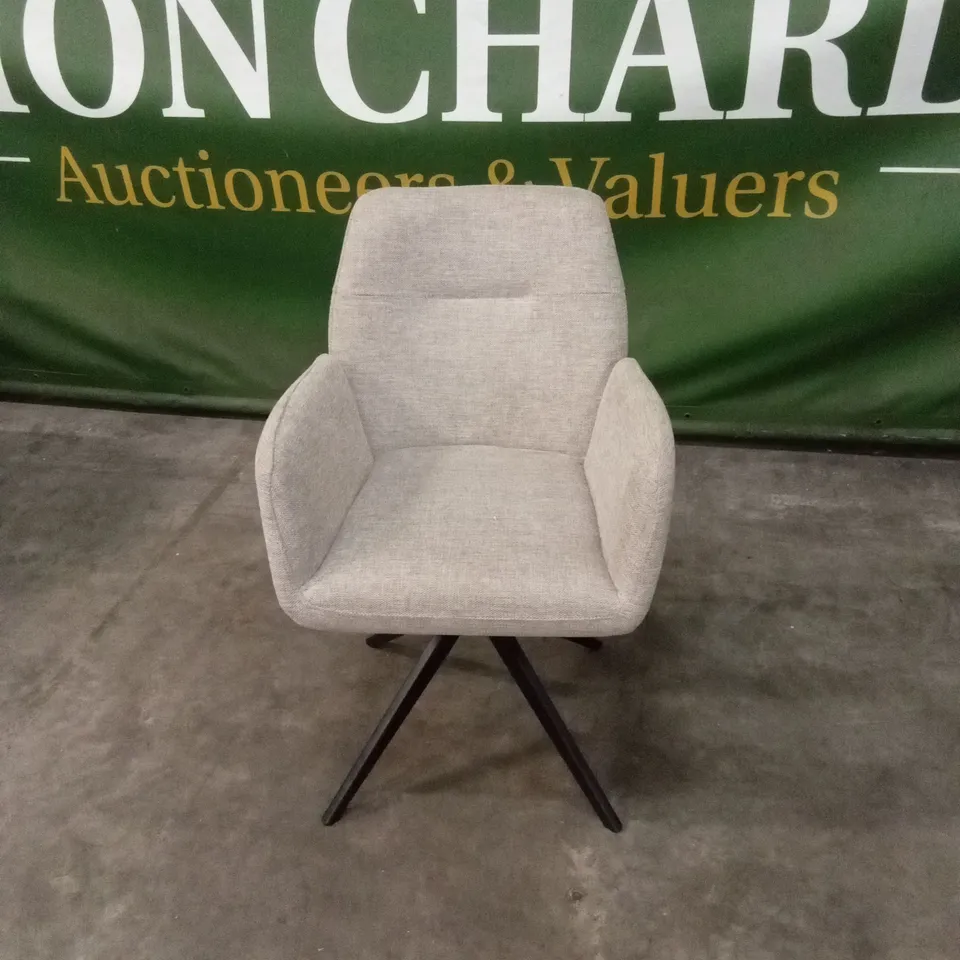 DESIGNER FABRIC UPHOLSTERED SWIVEL DINING CHAIR