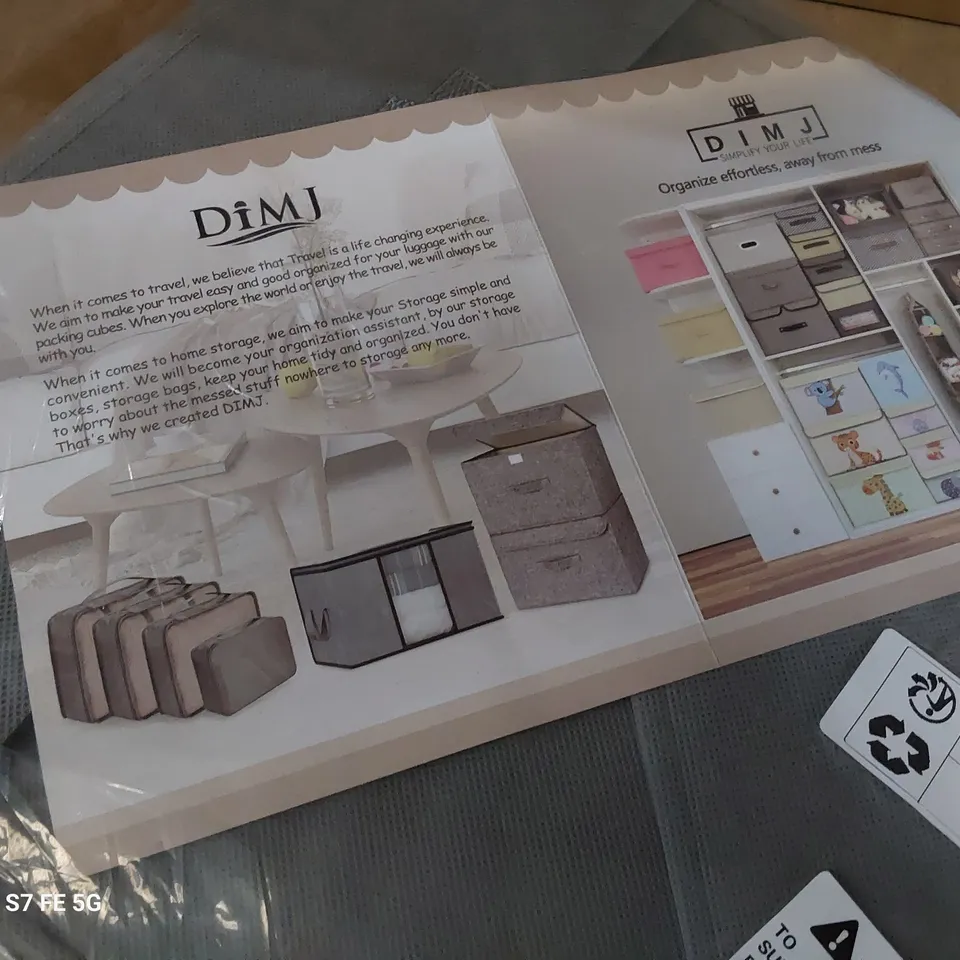 PACK OF DIMJ GREY FABRIC FOLDING STORAGE BOXES