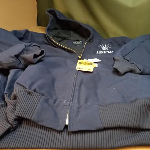 CARHARTT LOOSE FIT NAVY FIRM DUCK INSULATED FLANNEL LINED JACKET - LARGE