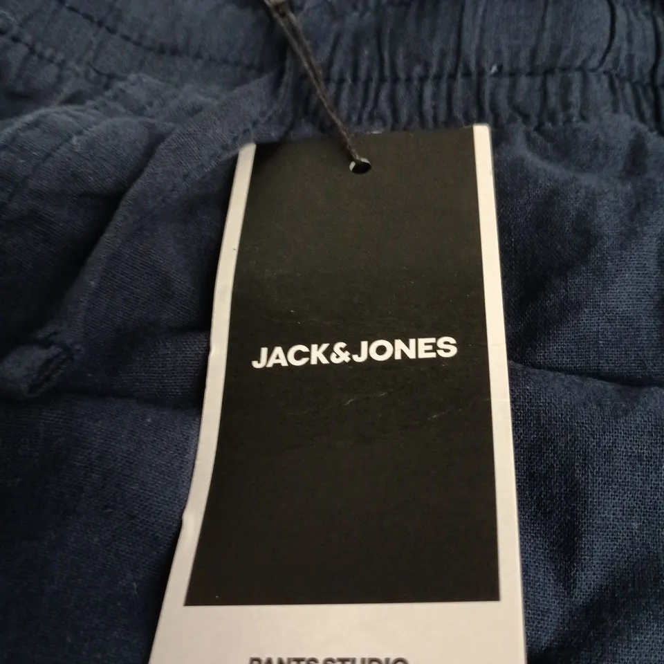 JACK & JONES NAVY LINEN TROUSERS – EU M (FR M)