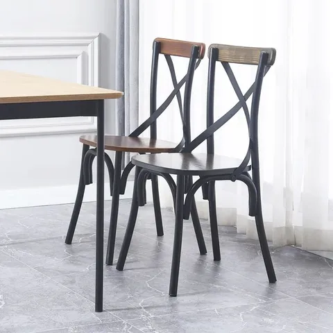 BOXED PAIR IRICK CROSS BACK ARMCHAIRS (SET OF 2 IN 1 BOX)
