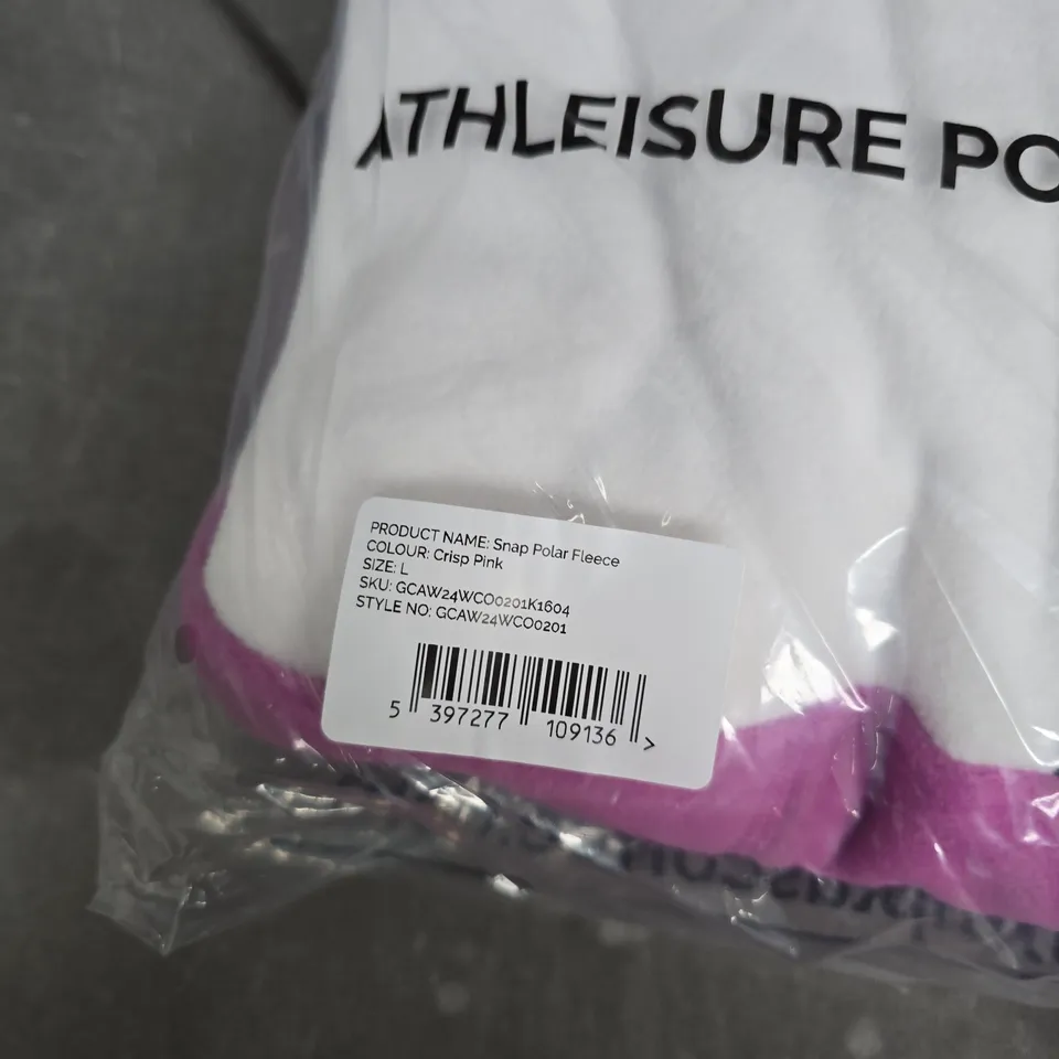 BAGGED GYM+COFFEE SNAP POLAR FLEECE – CRISP PINK, SIZE L
