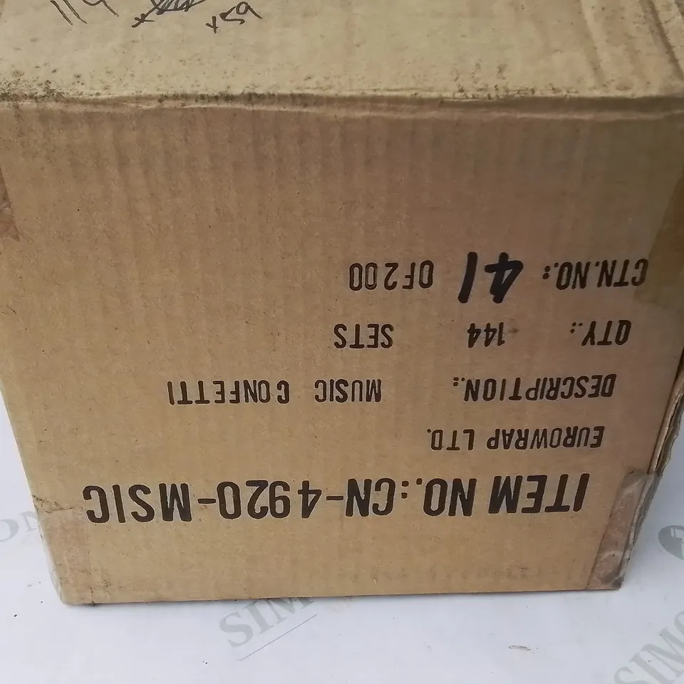 PALLET CONTAINING 59 BOXES OF BRAND NEW MUSIC CONFETTI - 144 PIECES PER BOX / APPROXIMATELY 8496 TOTAL