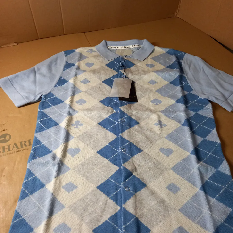 PERCIVAL ARGYLE DECK KNIT TSHIRT - SIZE M