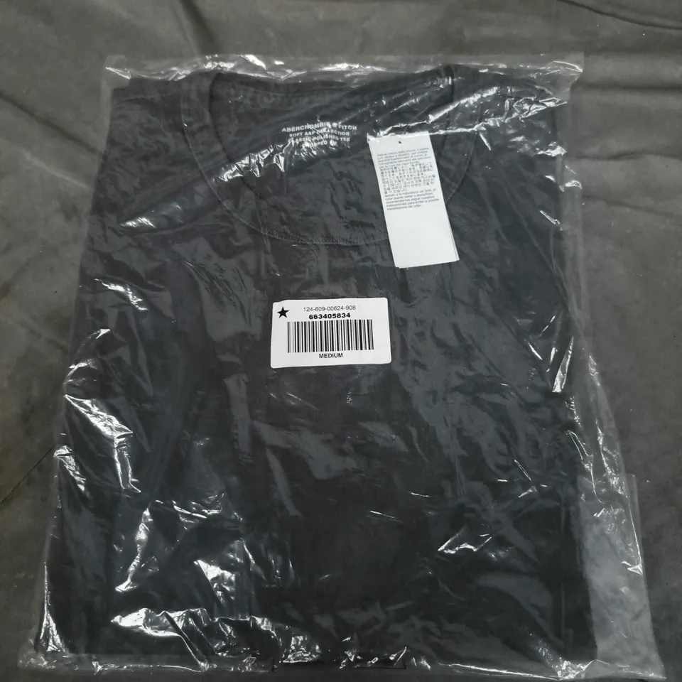 BAGGED ABERCROMBIE & FITCH SOFT COLLECTION CLASSIC POLISHED TEE CROPPED FIT IN GREY - MEDIUM