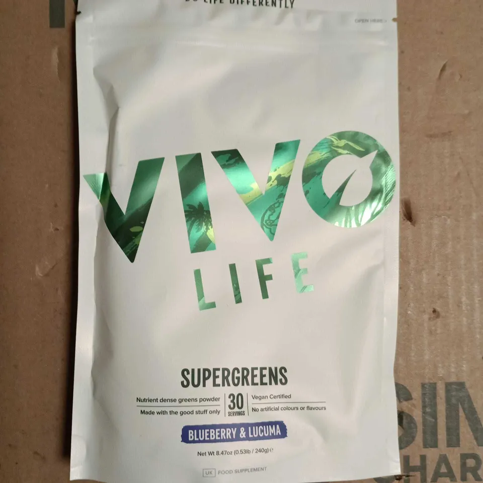 VIVO LIFE SUPERGREENS – BLUEBERRY & LUCUMA - 240G