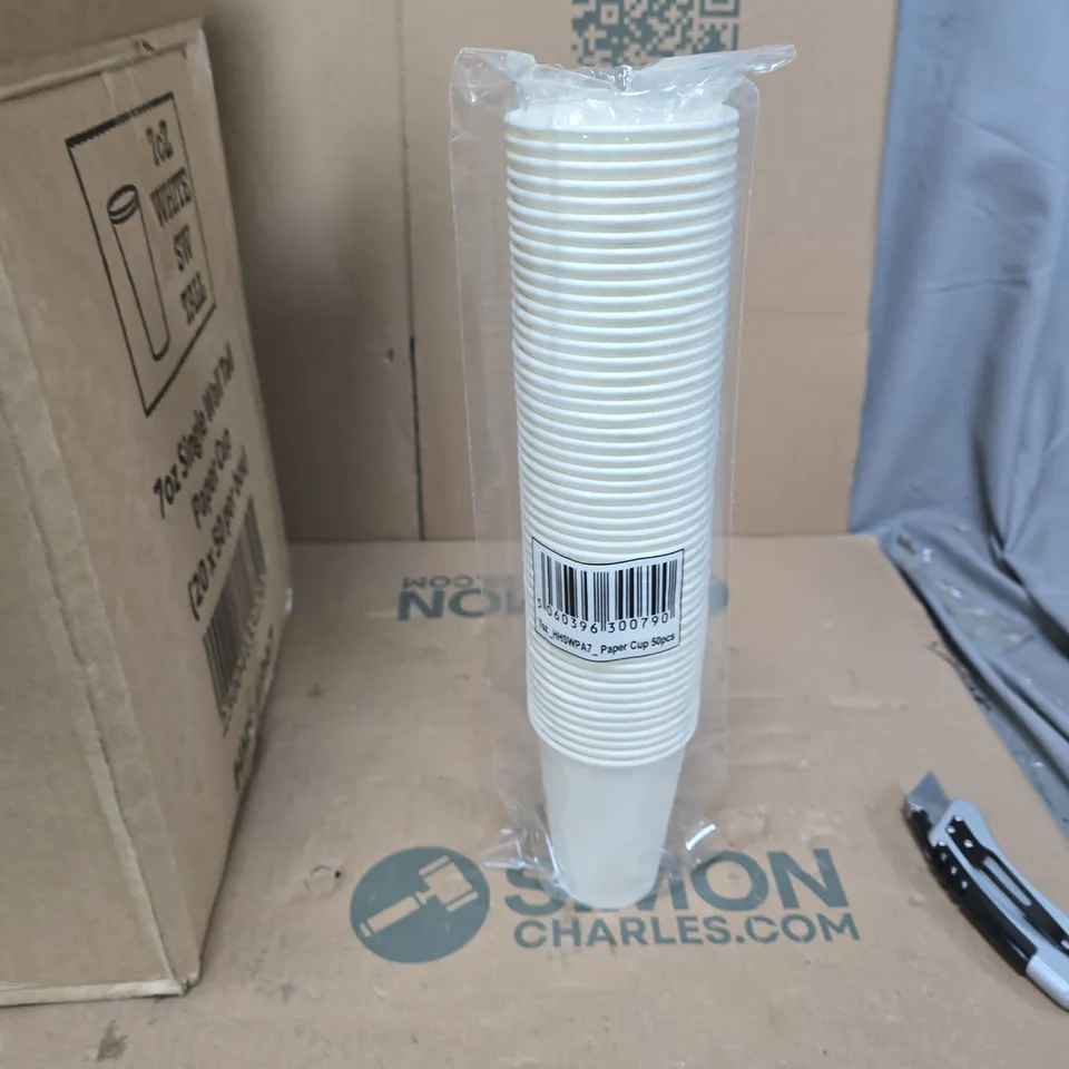 7OZ SINGLE WALL TALL PAPER CUPS – BOX OF 1000 (50 PER BAG, 20 BAGS PER BOX)