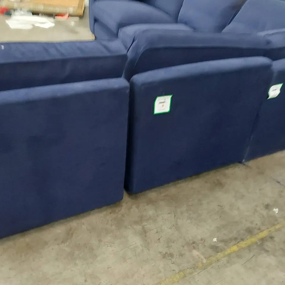 QUALITY BRITISH DESIGNER LOUNGE Co. CORNER GROUP BLUE PLUSH FABRIC 