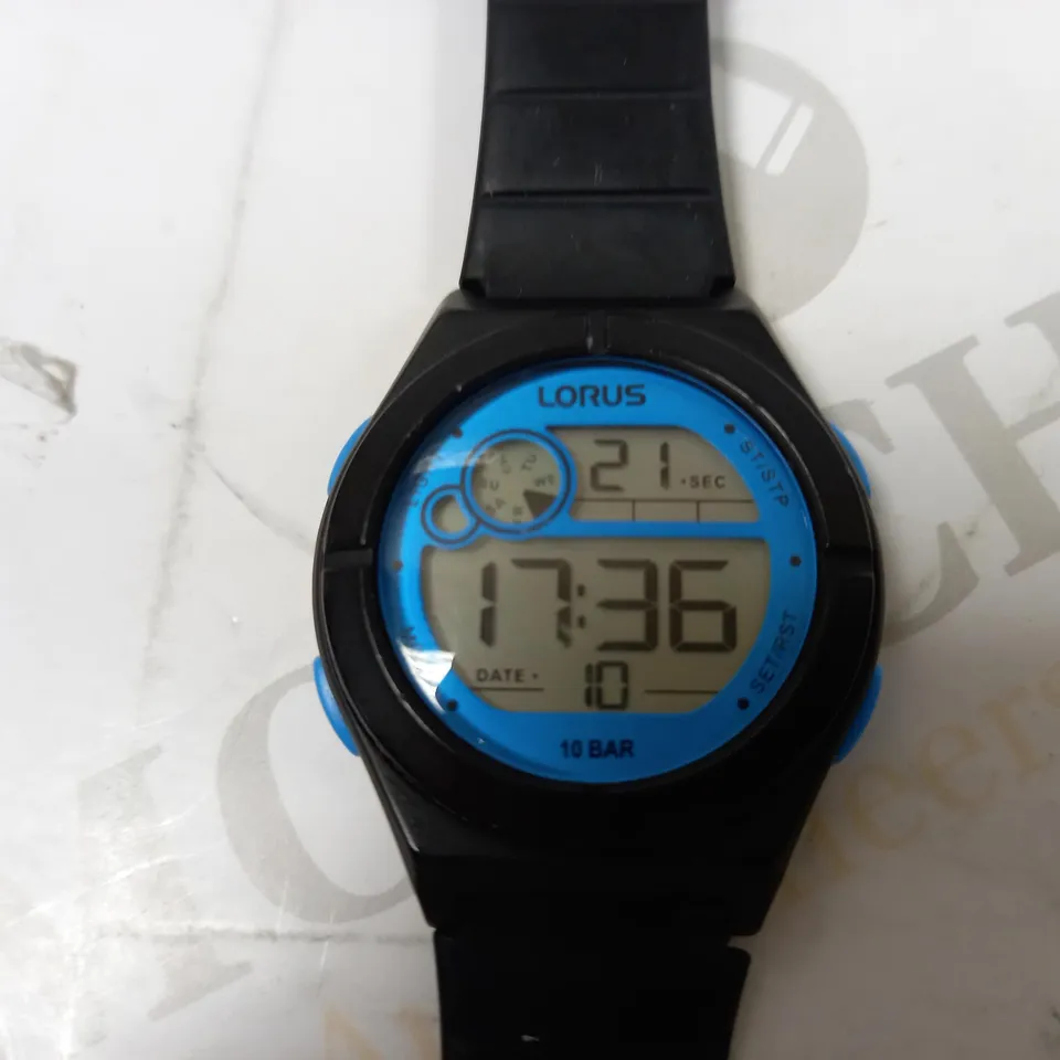 LORUS WATER RESISTANT DIGITAL WATCH - BLACK/BLUE