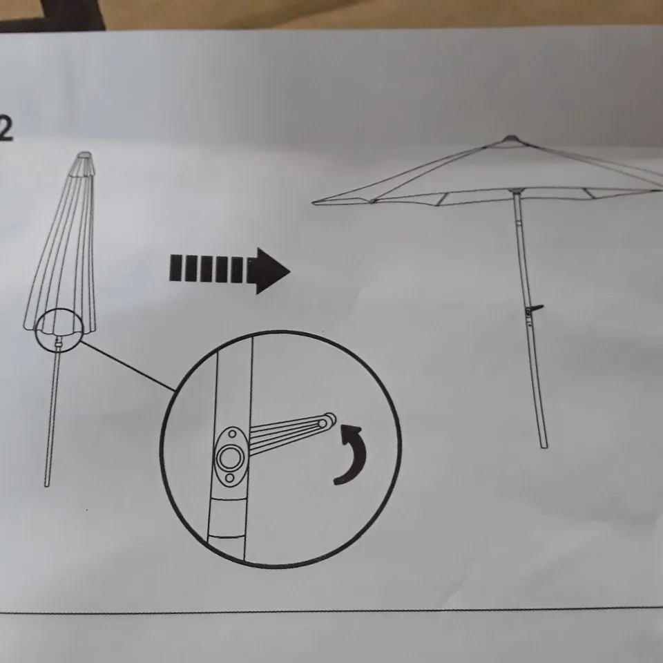 BOXED ADJUSTABLE GARDEN PARASOL IN GREY 