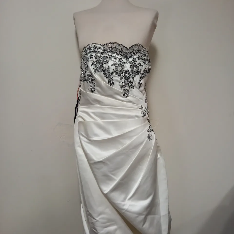 JUILAIN ADAM ASTON WHITE & SILVER WEDDING DRESS - SIZE 14
