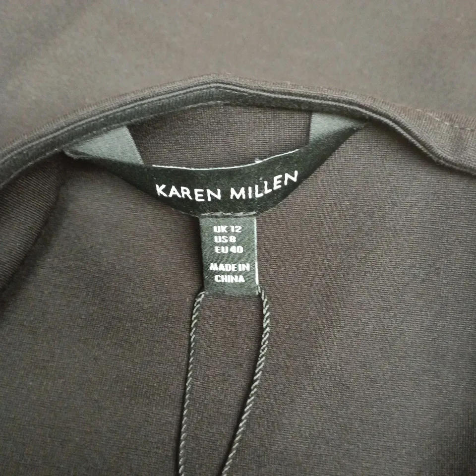 KAREN MILLEN PONTE EYELET HALTER DRESS – BLACK – UK 12