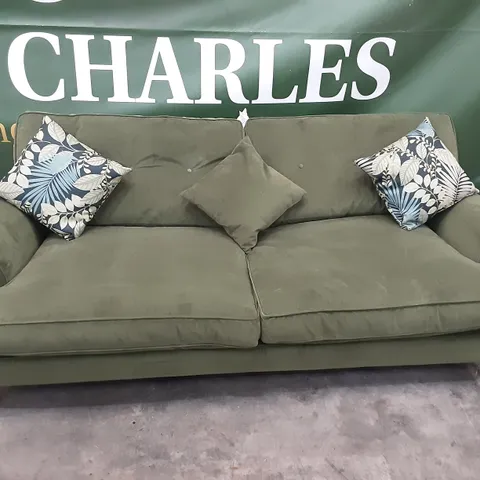 QUALITY BRITISH MANUFACTURED DESIGNER THE LOUNGE CO. BRONWYN 4 SEATER SOFA(PILLOW BACK) TRIMOS TRIBAL TILE MOSS WOO160/O