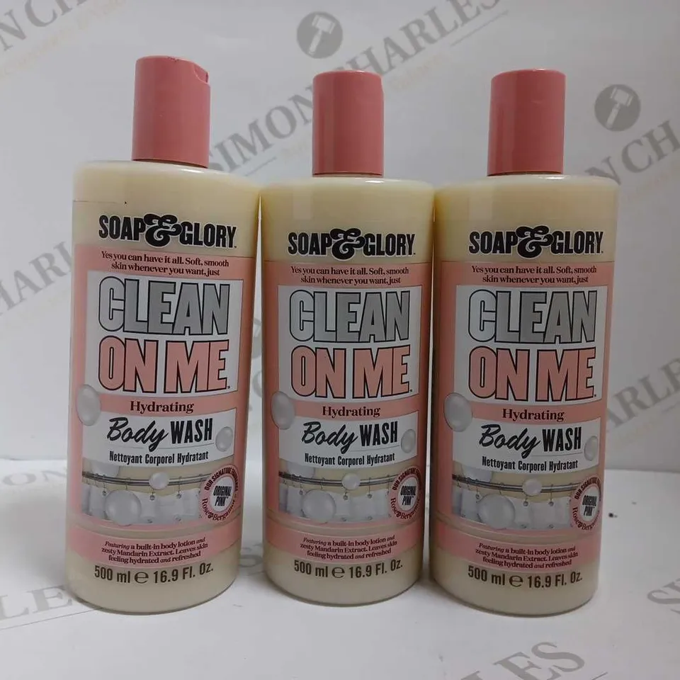 BOX OF 3 SOAP AND GLORY CLEAN ON ME BODY WASH