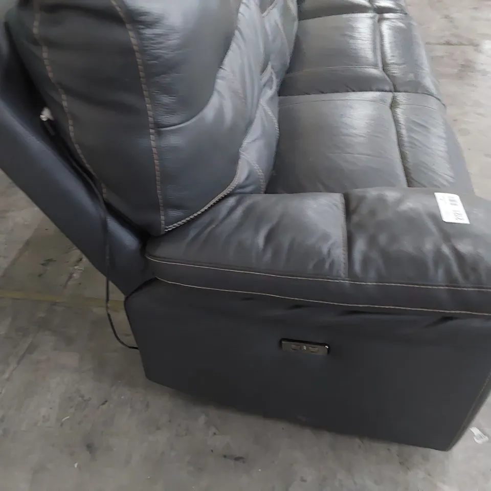 DESIGNER CORSICA POWER RECLINING SIX SEATER SOFA PETROL BLUE LEATHER WITH CONTRASTING STITCHING 