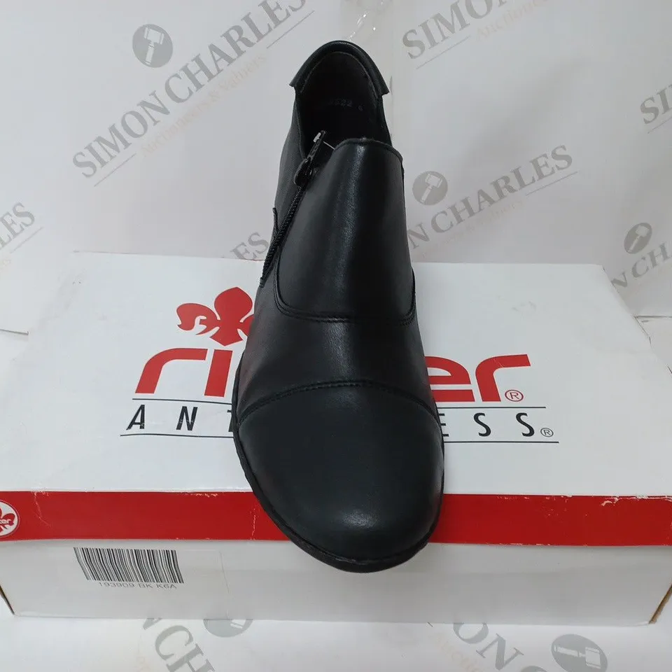 BOXED PAIR OF RIEKER SHOE BOOTS IN BLACK UK SIZE 6.5