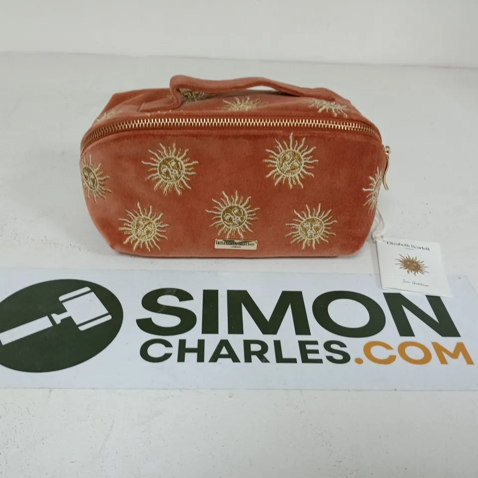 ELIZABETH SCARLETT LONDON SUN PATTERN COSMETIC / TRAVEL POUCH – TERRACOTTA