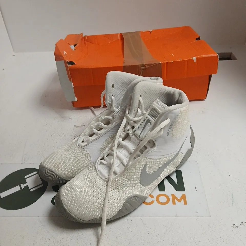 NIKE TAWA WRESTLING SNEAKERS – WHITE/METALLIC SILVER-WHITE, UK 8 (US 9, EUR 42.5)