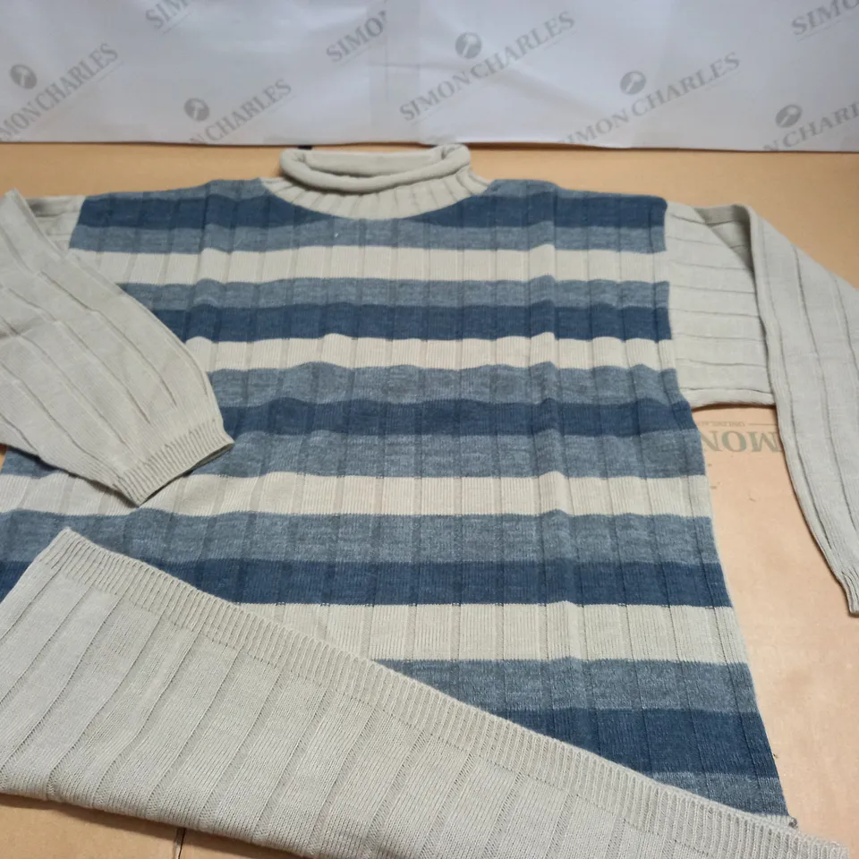 LARGE QUANTITY OF ASSORTED ROLL NECK STRIPED JUMPERS - SIZE UNSPECIFIED