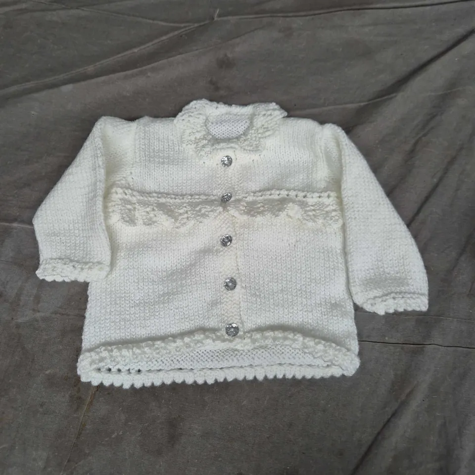 Set of 5 Baby Knitted Cardigans SIZES NOT VERIFIED – Cream, Yellow, Pink & White 