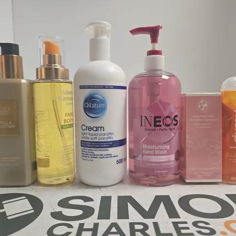 APPROXIMATELY 15 ASSORTED HEALTH & BEAUTY PRODUCTS TO INCLUDE DUREX , HAND LOTION AND OILATUM