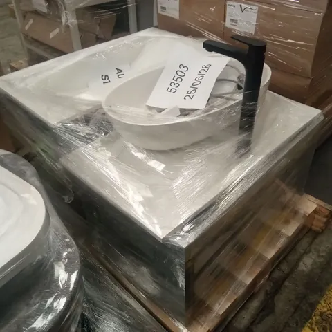 PALLET OF ASSORTED DESIGNER VANITY UNITS WITH BASINS AND MIXER