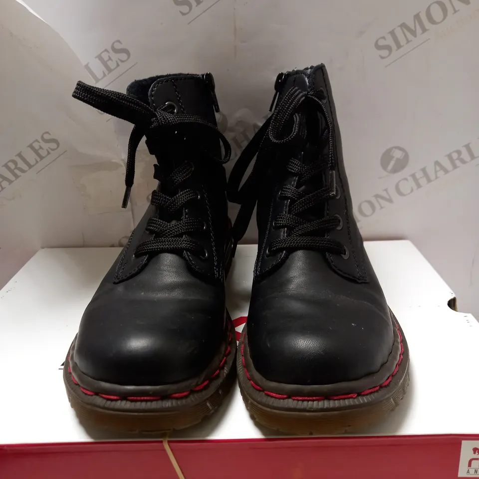 RIEKER BLACK LACE ANKLE BOOTS - SIZE 4