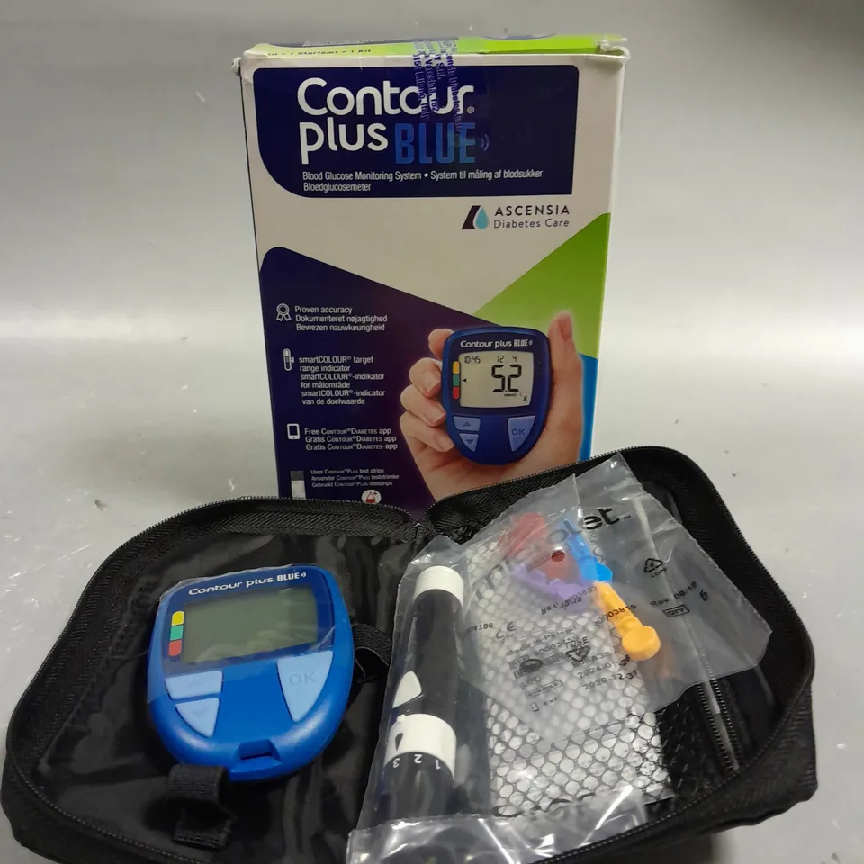BOXED CONTOUR PLUS BLUE BLOOD GLUCOSE MONITORING SYSTEM 