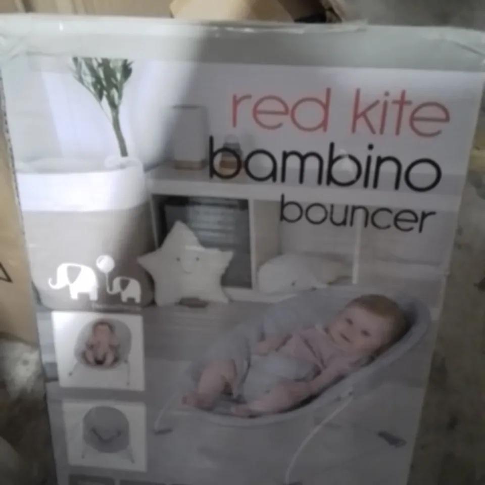 BOXED RED KITE QUIET TIME BAMBINO BOUNCER GREY ELEPHANT