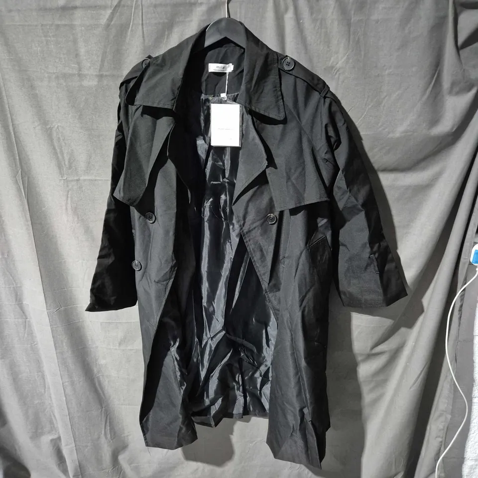 MILAL BLACK TRENCH COAT – CLASSIC FASHION COLLECTION, UK SIZE M
