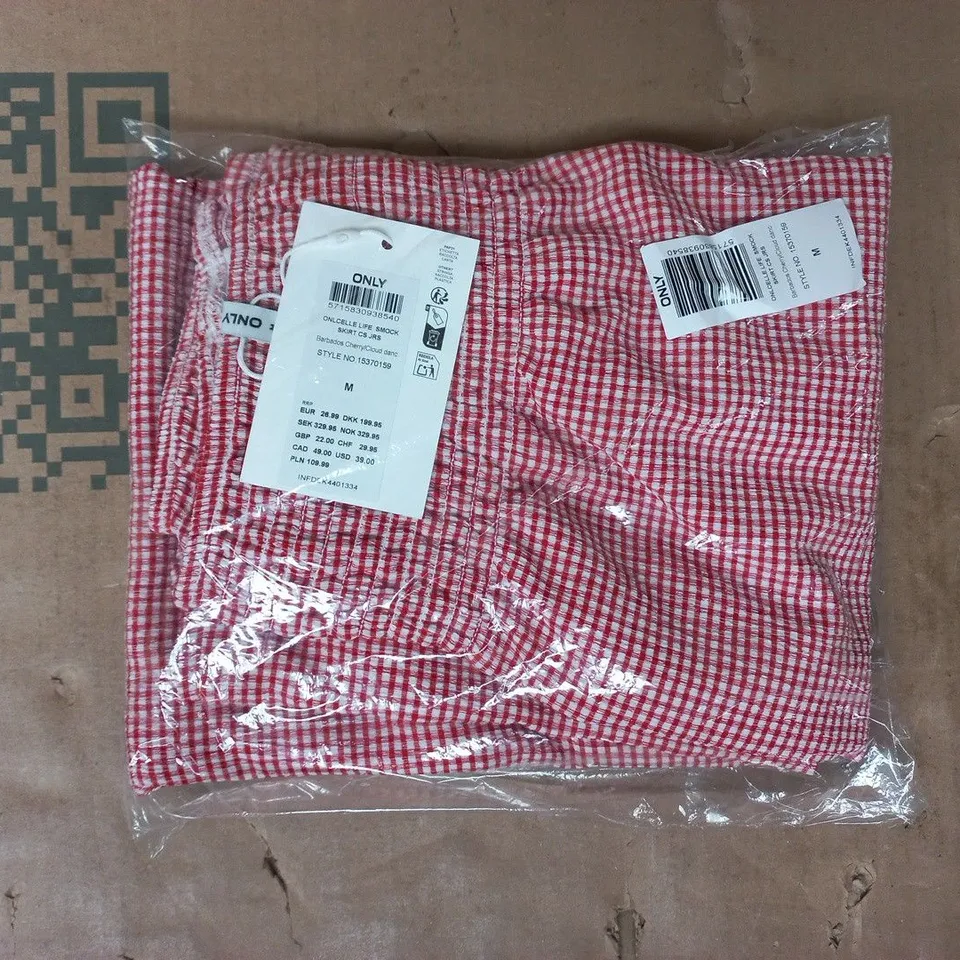 BAGGED ONLY ONLCELLE LIFE SMOCK SKIRT CS JRS IN RED/WHITE SIZE MEDIUM