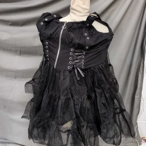 VIXSIN  WOMEN'S BLACK CORSET DRESS WITH LACE-UP BODICE AND TULLE SKIRT (M)